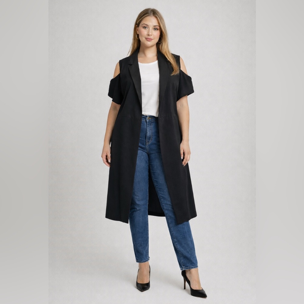 VENUS Women’s Black Cold Shoulder duster Vest